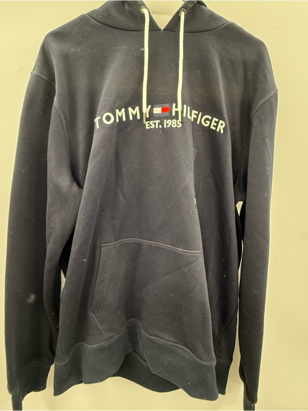 Tommy Hilfiger Hoodie Mens XL Blue Logo Pullover Sweatshirt NWT Classic Flag